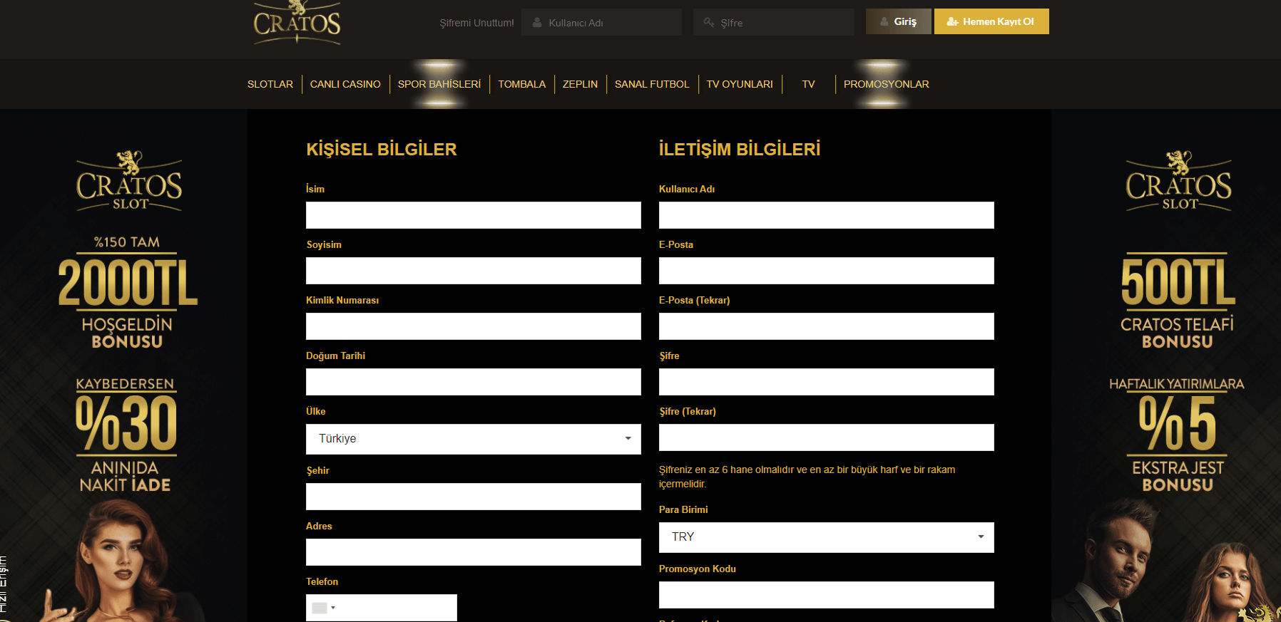 Cratosbet Üyelik
